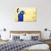 Close-up van een pauw 3 canvas afdruk (Insitu (Slaapkamer))