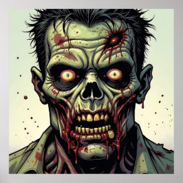 Close-up van een Pop Art Zombie Halloween Poster