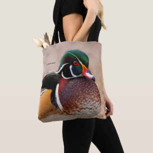 Close-up van een Wood Duck Drake Tote Bag