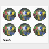 Close-up van gebedsvaandels ronde sticker (Vel)
