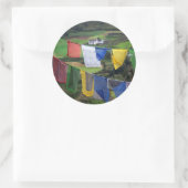 Close-up van gebedsvaandels ronde sticker (Tas)