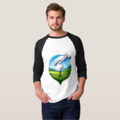 Close-up van golfbal op tee met handschoen t-shirt (Voorkant volledig)