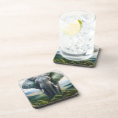 Close-up van het gezicht van de olifant, slagtande bier onderzetter (Rechterzijde)