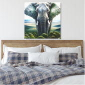 Close-up van het gezicht van de olifant, slagtande canvas afdruk (Insitu (Slaapkamer))