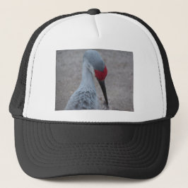 Close-up van het gezicht van een zandheuvelkraan trucker pet