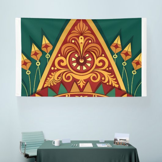 close-up-van-ingewikkelde-design-op-traditioneel spandoek (Beurs)