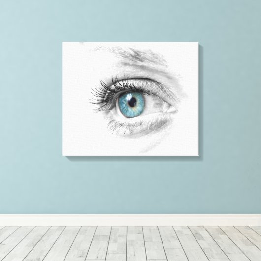 Close-up van menselijk oog canvas afdruk (Insitu (Houten vloer))