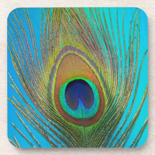 Close-up van pauwenveer bier onderzetter