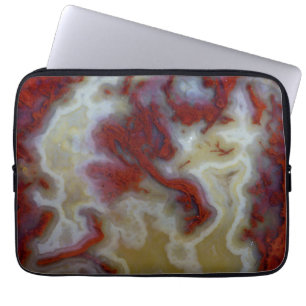 Close-up van rode mos agaat plaat laptop sleeve