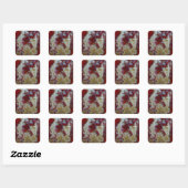 Close-up van rode mos agaat plaat vierkante sticker (Vel)