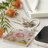 Close-up van roze koraal sleutelhanger (Voorkant Rechts)