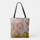Close-up van roze koraal tote bag (Achterkant)