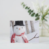 Close-up van sneeuwman met sjaal en hoge hoed feestdagenkaart (Staand voorkant)