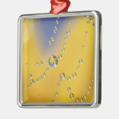 Close-up van spinnenweb met dauwdruppels metalen ornament (Links)