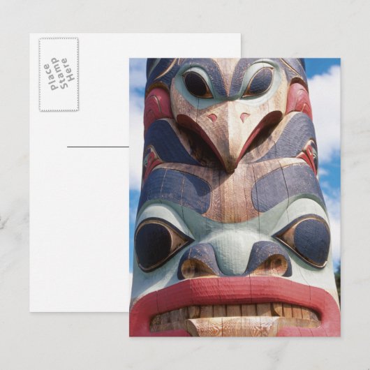 Close-up van totempaal in Sitka, Alaska, Verenigde Briefkaart (Voorkant / Achterkant)