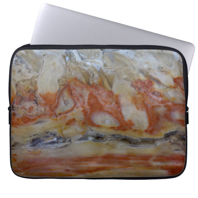 Close-up van versteend hout laptop sleeve (Voorkant)