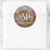 Close-up van versteend hout ronde sticker (Tas)