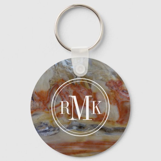 Close-up van versteend hout sleutelhanger (Voorkant)