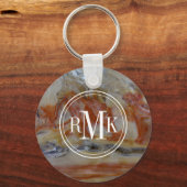 Close-up van versteend hout sleutelhanger (Voorkant)