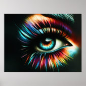 Close-up Vrouw Eye Wild Cosmetics Pastel Tekening Poster (Voorkant)