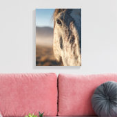 Close-Up White Horse Sunrise Portrait Canvas Afdruk (Insitu (Woonkamer))