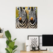 Close Up Zebra Pair Bold en opvallend wild Poster (Thuiskantoor)