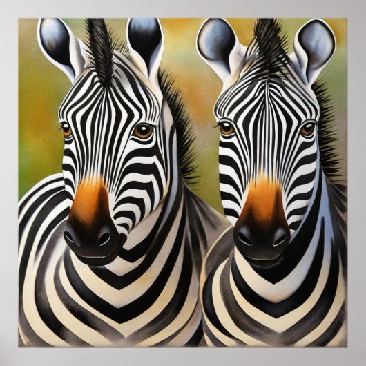 Close Up Zebra Pair Bold en opvallend wild Poster (Voorkant)