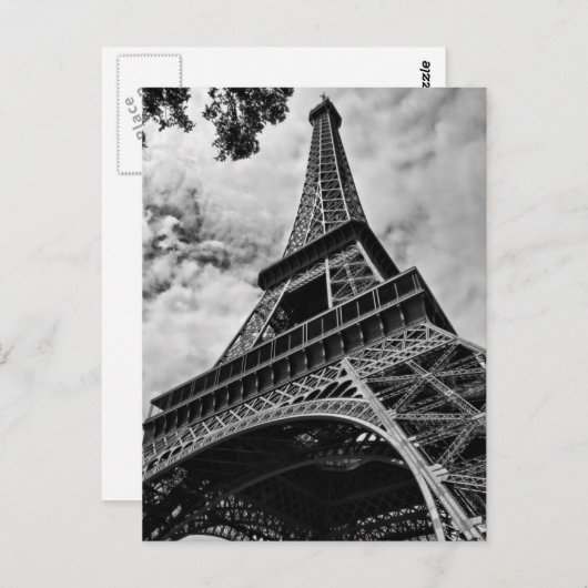 Close-up Zwart-Wit Eiffeltoren Liefde Parijs Europ Briefkaart (Voorkant / Achterkant)