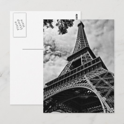 Close-up Zwart Witte Eiffeltoren Liefde Parijs Eur Briefkaart (Voorkant / Achterkant)