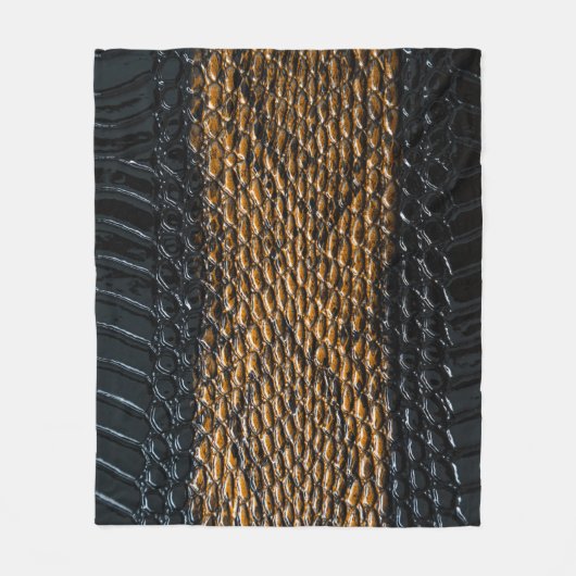 Close-up zwarte slang huidtextuur fleece deken (Voorkant)