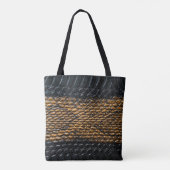 Close-up zwarte slang huidtextuur tote bag (Achterkant)