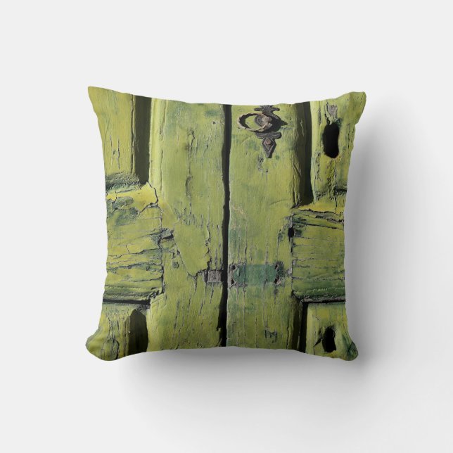 Closed brown wooden 2-panel door kussen (Voorkant)