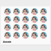 Closed Eyes Girl & Straw Hat Girl Ronde Sticker (Vel)