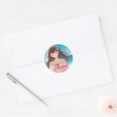 Closed Eyes Girl & Straw Hat Girl Ronde Sticker (Envelop)