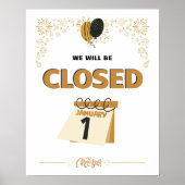 Closed January 1st Store Hours Poster (Voorkant)