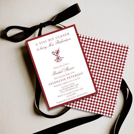 Closer to Mrs Old Money Martini Bridal Shower Kaart