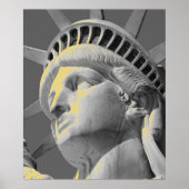 Closeup Black White Yellow Statue of Liberty Print (Voorkant)