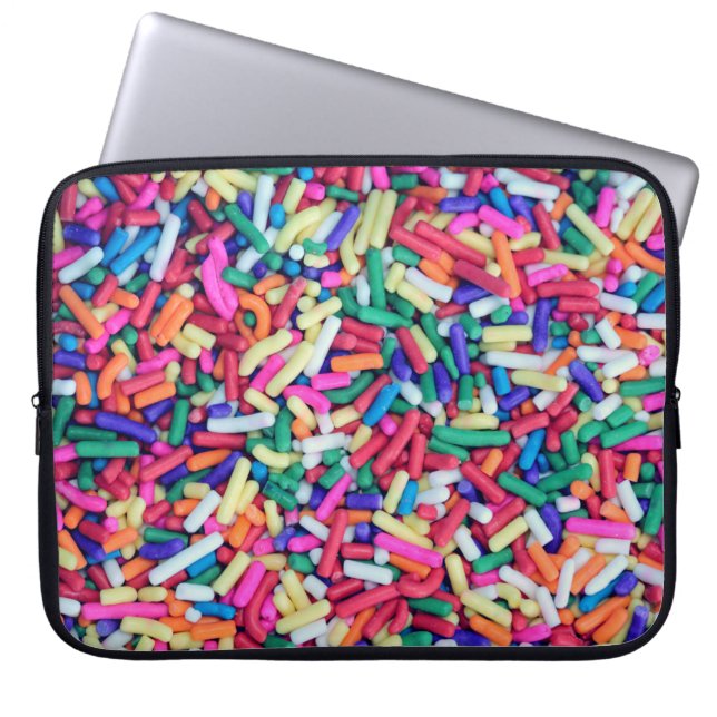 Closeup foto van gekleurd decor laptop sleeve (Voorkant)