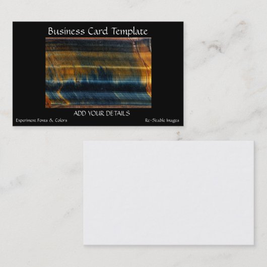 Closeup Gemstone Tiger Eye Visitekaartje (Voorkant / Achterkant)