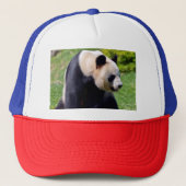 Closeup gigantische panda uit profiel trucker pet (Voorkant)
