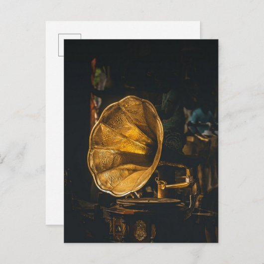 closeup gramophone briefkaart (Voorkant / Achterkant)