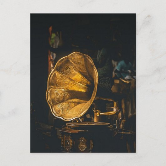 closeup gramophone briefkaart (Voorkant)