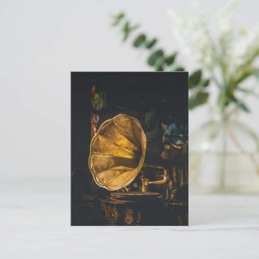 closeup gramophone briefkaart (Staand voorkant)