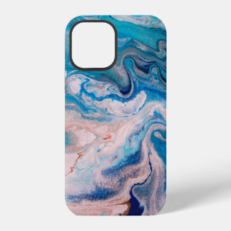 Closeup of mixed blue and white abstract marble te iPhone 12 hoesje