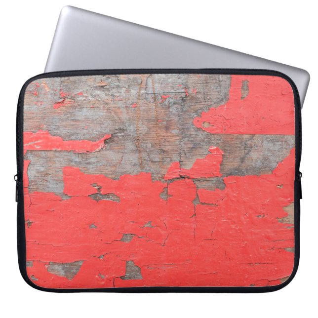 Closeup old and peeling painted wood board backgro laptop sleeve (Voorkant)