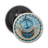 Closeup on Prague Astronomical Clock, Czech R. Button Flesopener (Voorkant)