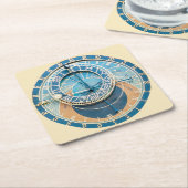 Closeup on Prague Astronomical Clock, Czech R. Kartonnen Onderzetters (Schuin)