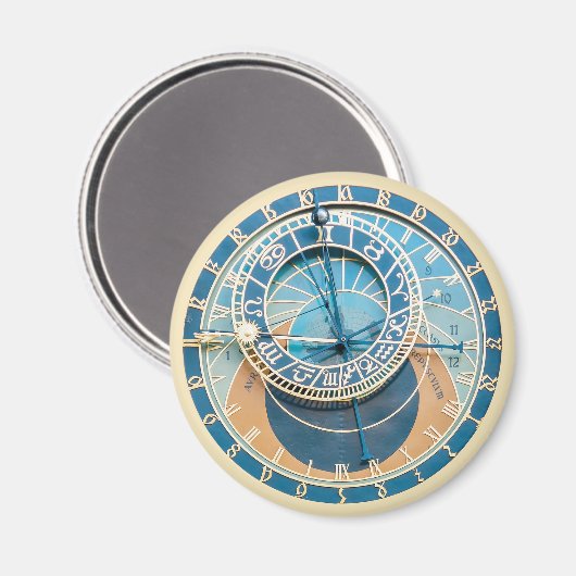 Closeup on Prague Astronomical Clock, Czech R. Magneet (Voorkant / Achterkant)