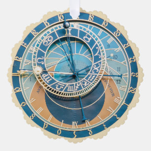 Closeup on Prague Astronomical Clock, Czech R. Ornament Kaart
