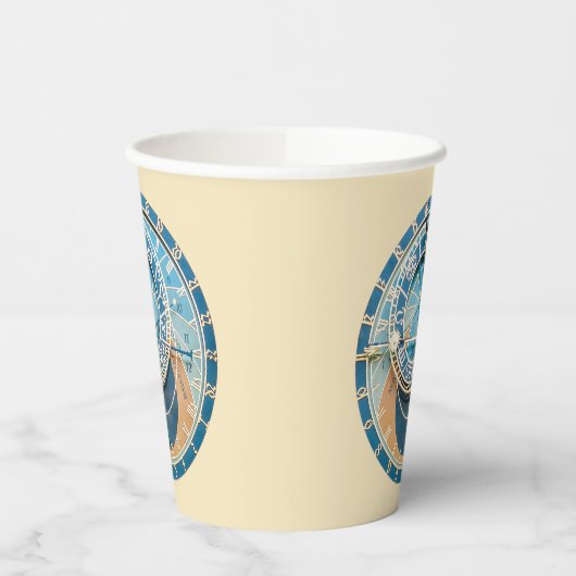 Closeup on Prague Astronomical Clock, Czech R. Papieren Bekers (Links)